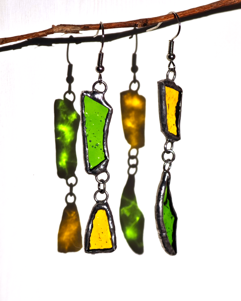 Серьги Витражные Осколки лета Maritsa Glassshop